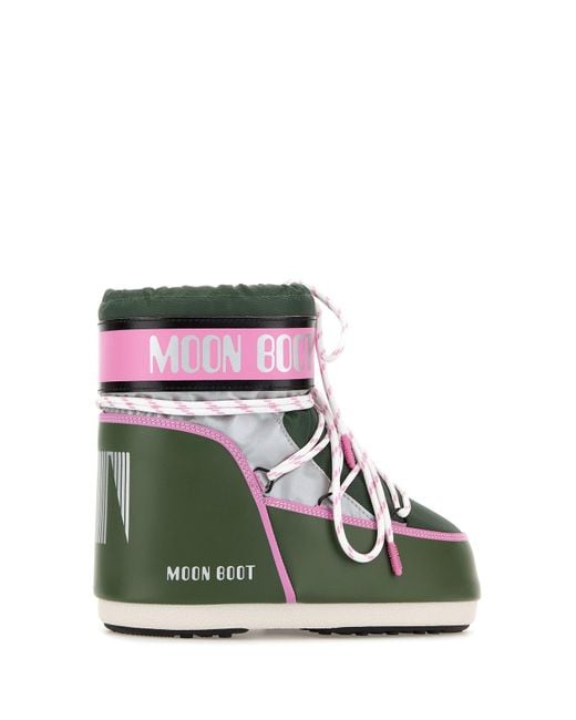 Moon Boot Multicolor Dark Green Fabric Icon Low Space Racing Ankle Boots
