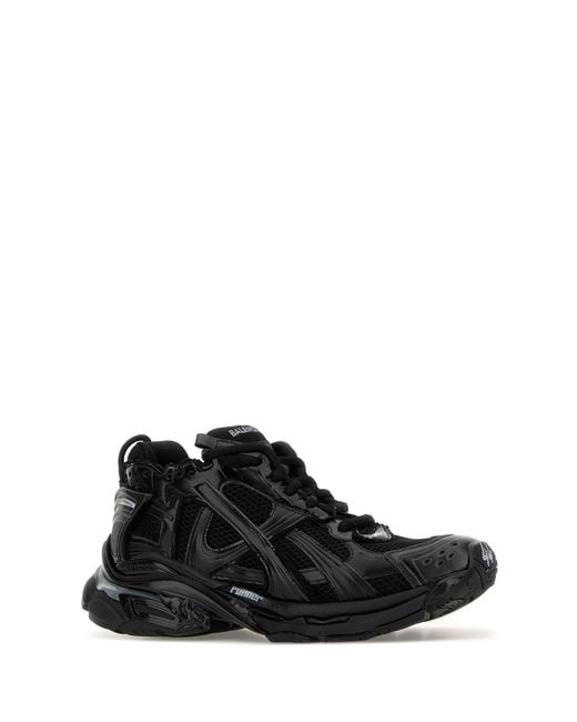 Balenciaga Black Textured Runner Sneakers for men