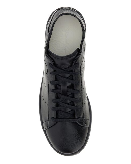 Sneakers Y-3 Stan Smith in pelle nera di Y-3 in Black da Uomo