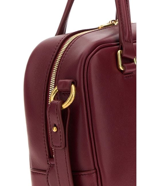 Jil Sander Red Burgundy Leather Small Vision Handbag