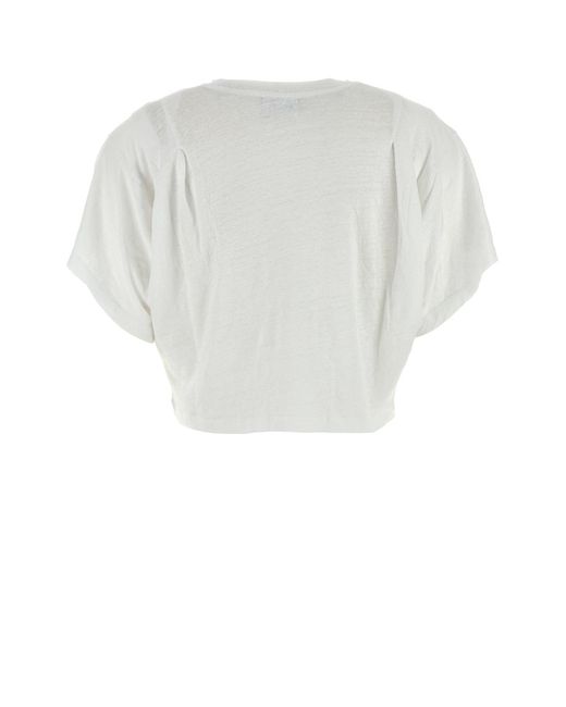 T-shirt Kyanza in lino bianco di Isabel Marant in White