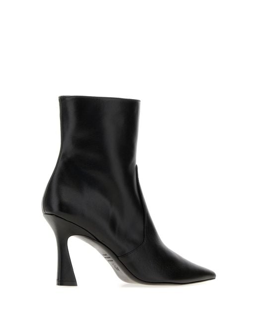 Stuart Weitzman Black Leather Vinnie Ankle Boots