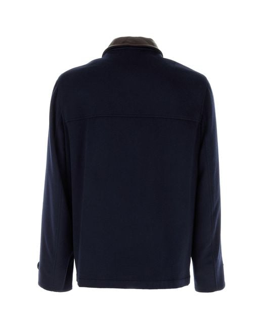 Brunello Cucinelli Navy Blue Wool Jacket for men