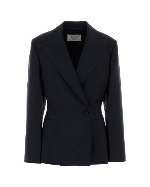 Rohe Black Navy Blue Wool Blend Blazer