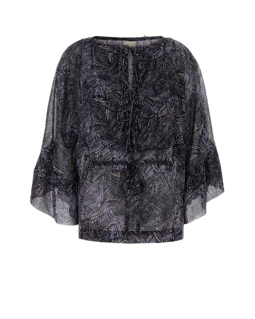 Isabel Marant Gray Printed Silk Tekia Blouse
