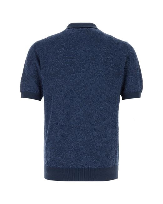 Etro Blue Cotton Polo Shirt for men