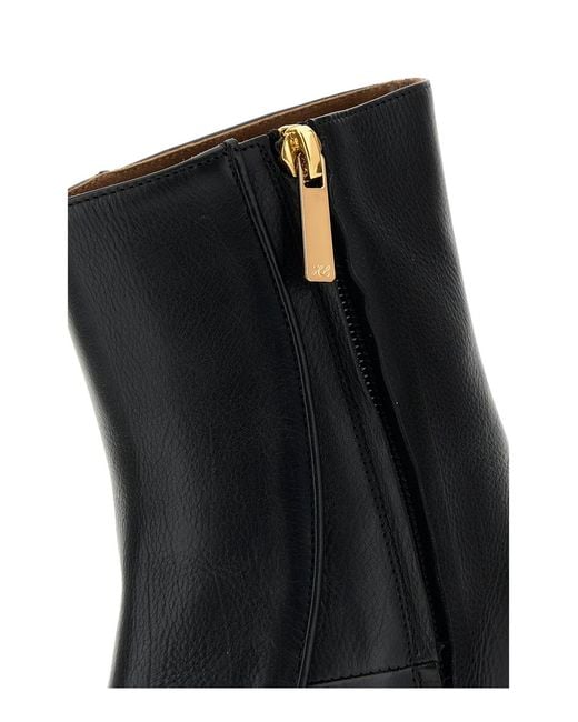 Herbert Levine Black Leather Shadow Ban Ankle Boots