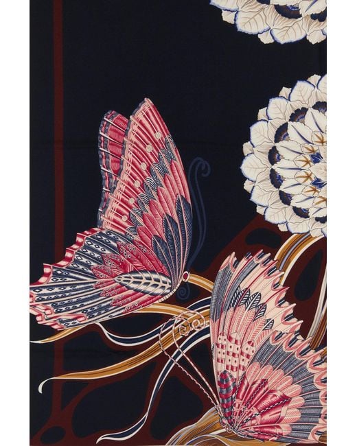 Ferragamo Blue Printed Silk Foulard