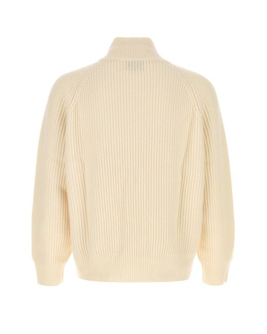 LeKasha Natural Ivory Cashmere Lette Sweater for men