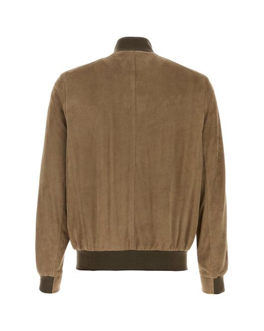 Moorer Green Cappuccino Suede Carlos Bomber Jacket for men