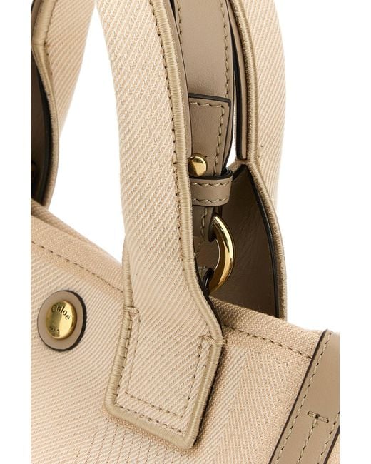 Borsa shopping Chloé Carry piccola in tela multicolor di Chloé in Natural