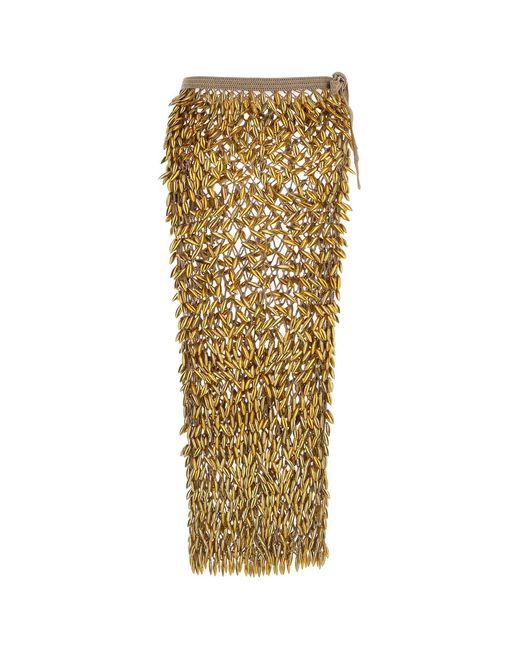 MY BEACHY SIDE Metallic Embellished Crochet Adora Skirt
