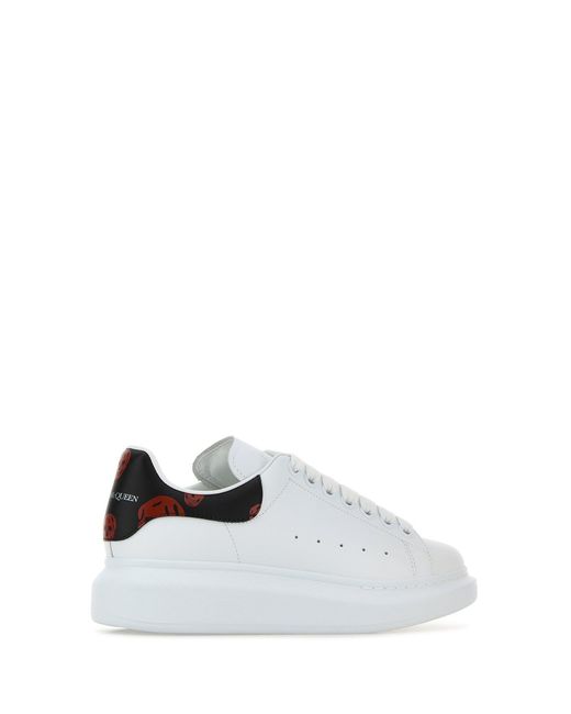 McQueen White Leather Sneakers With Printed Leather Heel