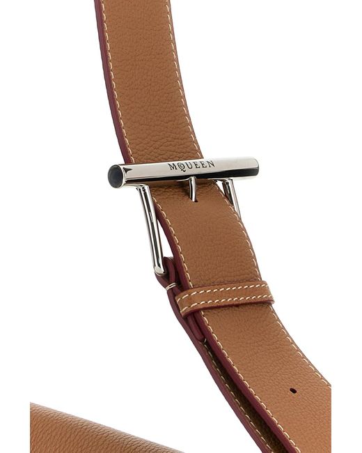 Borsa a tracolla Sling T-Bar grande in pelle caramello di Alexander McQueen in Brown