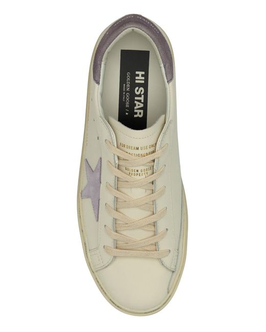 Sneakers Hi Star Classic in pelle bianca di Golden Goose Deluxe Brand in White
