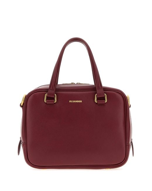 Jil Sander Red Burgundy Leather Small Vision Handbag