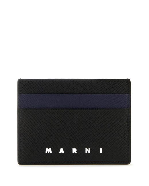 Marni Black Leather Card Holder for men