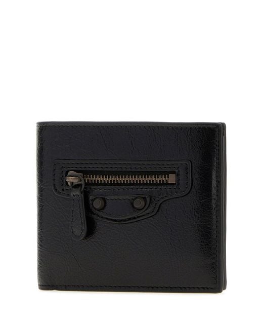 Balenciaga Black Leather Le City Wallet for men