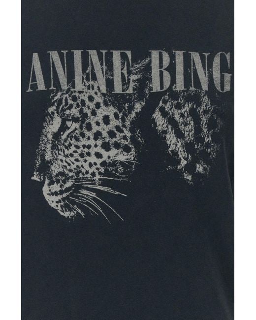 T-shirt Cohen in cotone ardesia di Anine Bing in Black