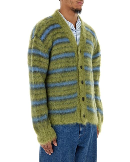 Cardigan in misto mohair ricamato di Marni in Green da Uomo