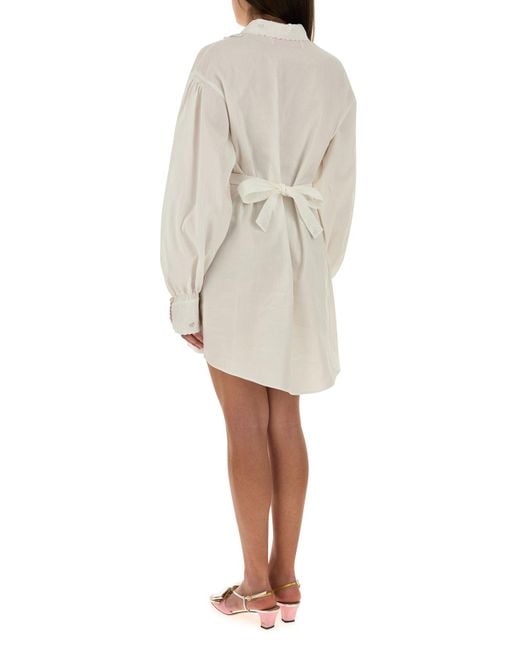 Valentino Garavani White Cotto Blend Shirt Dress