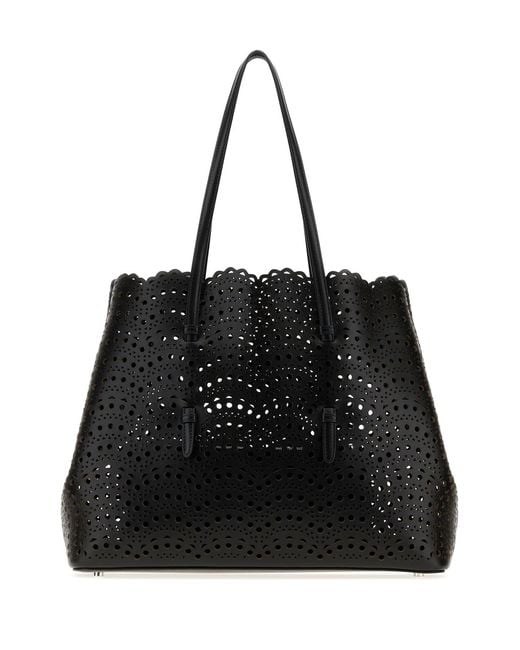 Alaïa Black Leather Mina 37 Shopping Bag