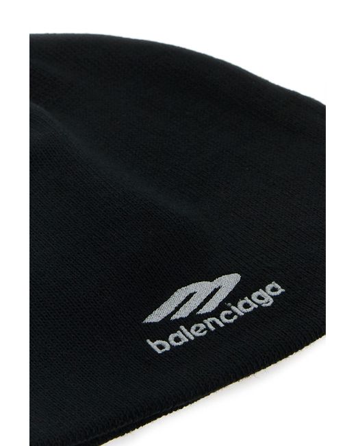Balenciaga Black 3B Sports Icon Skiwear Beanie Hat for men