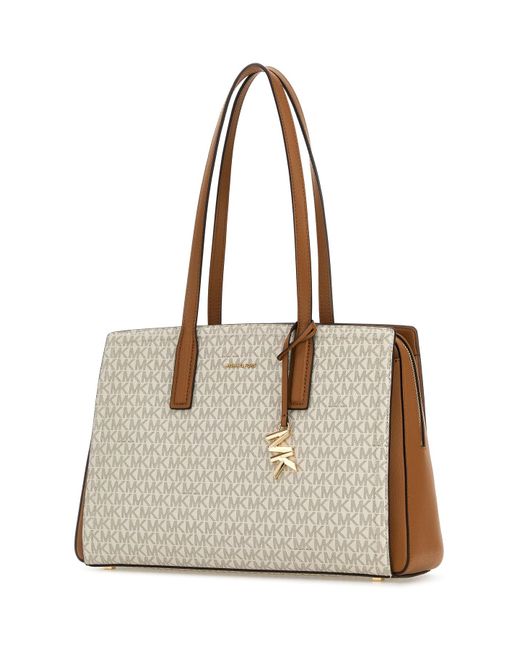 Borsa shopping Laila media in tela stampata di MICHAEL Michael Kors in Natural