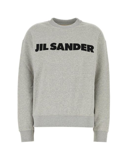 Felpa in cotone grigio di Jil Sander in Gray