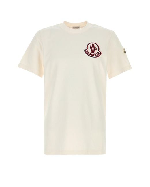 T-shirt in cotone bianco di Moncler in White da Uomo