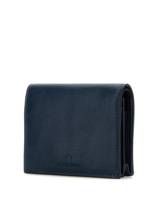 Portafoglio in pelle blu navy di Il Bisonte in Blue
