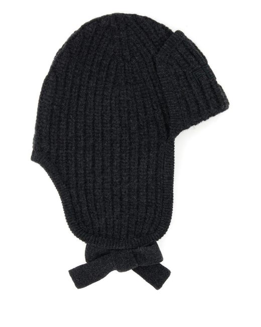 Fendi Black Melange Graphite Wool Beanie Hat for men