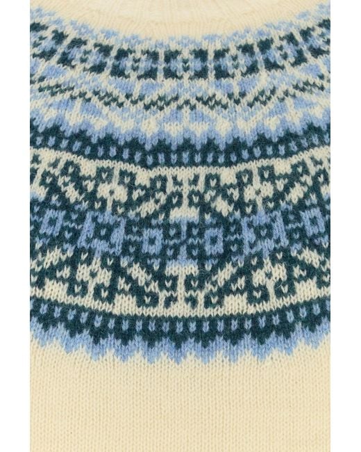 Harley Of Scotland Blue Cream Wool Sweater for men