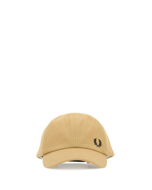 Fred Perry Cotton Camel Piquet Baseball Cap in Natural for Men | Lyst