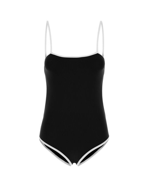 Costume interno in nylon stretch blu scuro di Miu Miu in Black