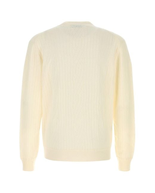 Brioni Natural Ivory Wool Blend Cardigan for men