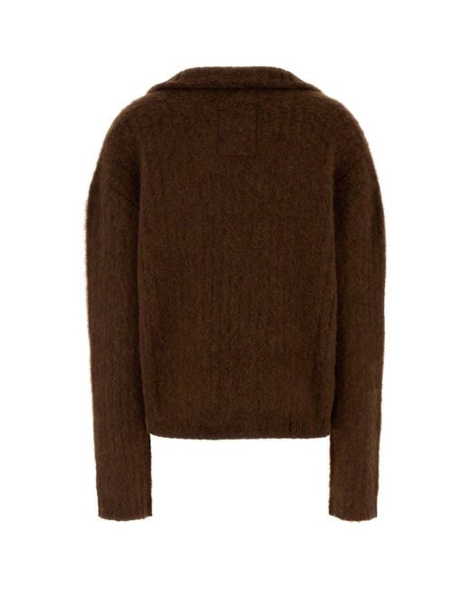 Uma Wang Brown Stretch Alpaca Blend Oversize Polo Shirt