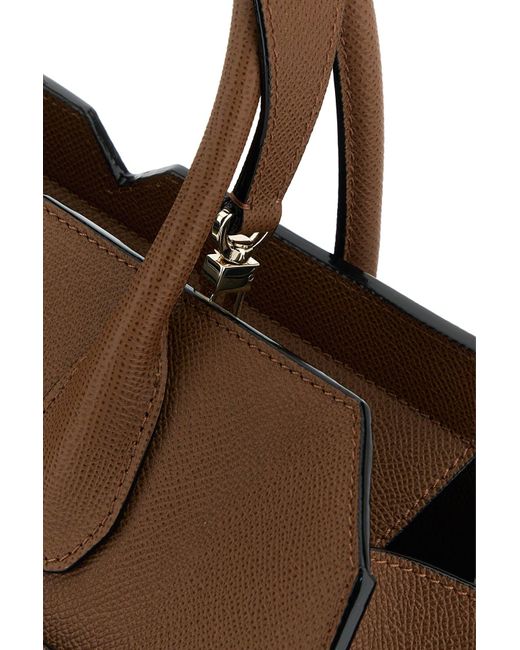 Valextra Brown Caramel Leather Medium Milano Shopping Bag