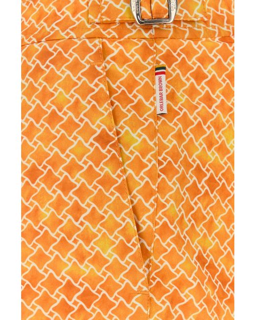 Orlebar Brown Orange Printed Polyester Swimming Shorts for men