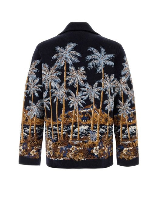 Alanui Black Embroidered Wool Blend Diamond Head Cardigan for men