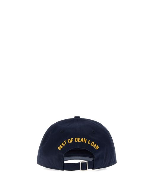 DSquared² Navy Blue Gabardine D2 Baseball Cap for men