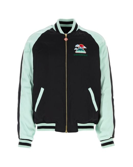 Casablanca Black Two-tone Satin Bomber Jacket for men