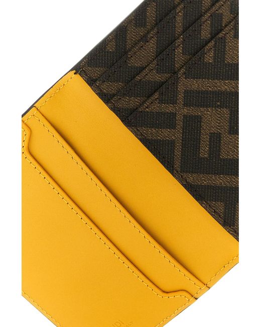 Fendi Yellow Leather Card Holder for men