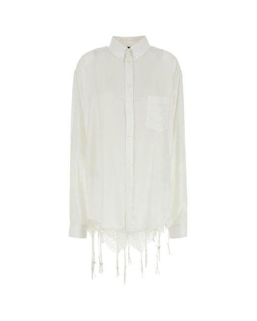 Camicia oversize in lyocell bianco di Balenciaga in White