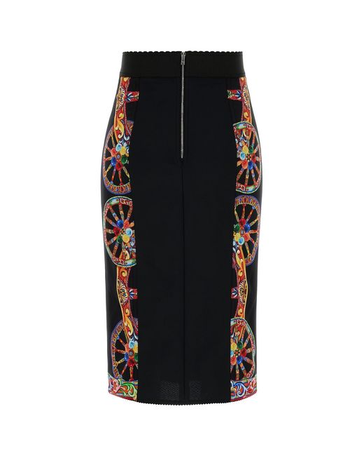 Dolce & Gabbana Black Dolce & Gabbana Printed Charmeuse Skirt