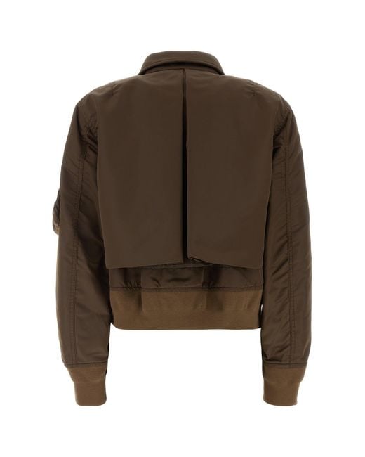 Sacai Brown Nylon Bomber Jacket