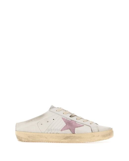 Golden Goose Deluxe Brand Pink White Leather Super-star Slip Ons
