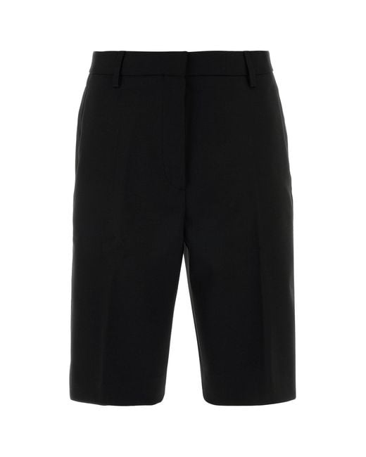 Dries Van Noten Black Stretch Gabardine Pilar Bermuda Shorts