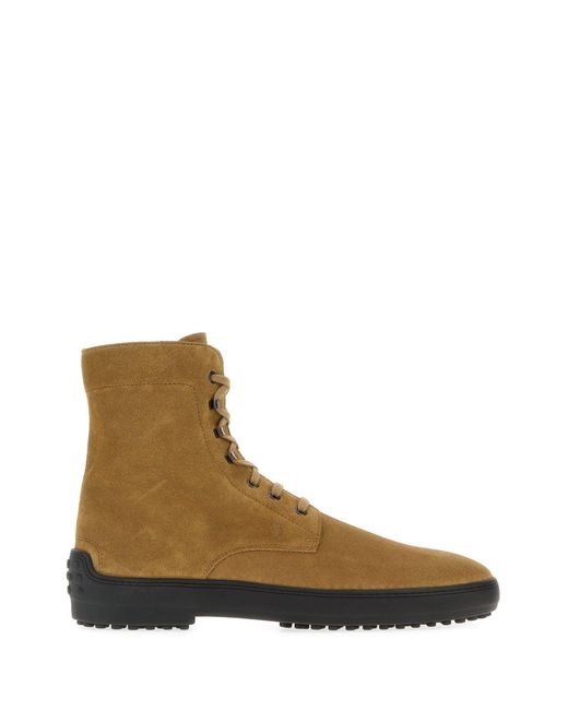 Tod's Brown Camel Suede Ankle Boots for men