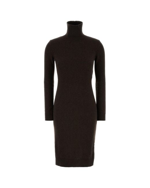 MM6 by Maison Margiela Black Dark Brown Wool Blend Sweater Dress